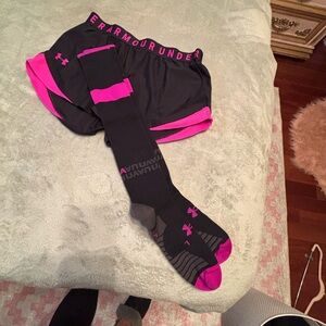 Under Armour Black and Pink  women shorts  & Socks Set